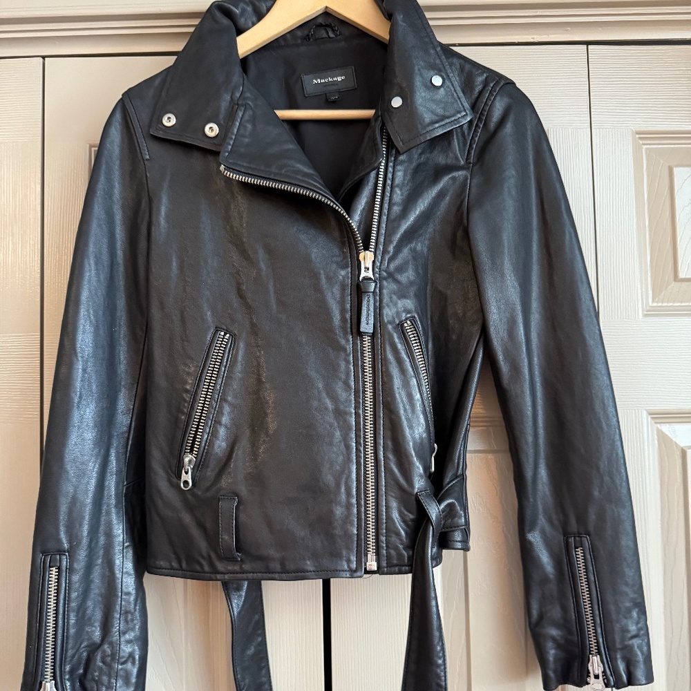 🍁Mackage Miela-n Belted Moto Jacket Leather🍂